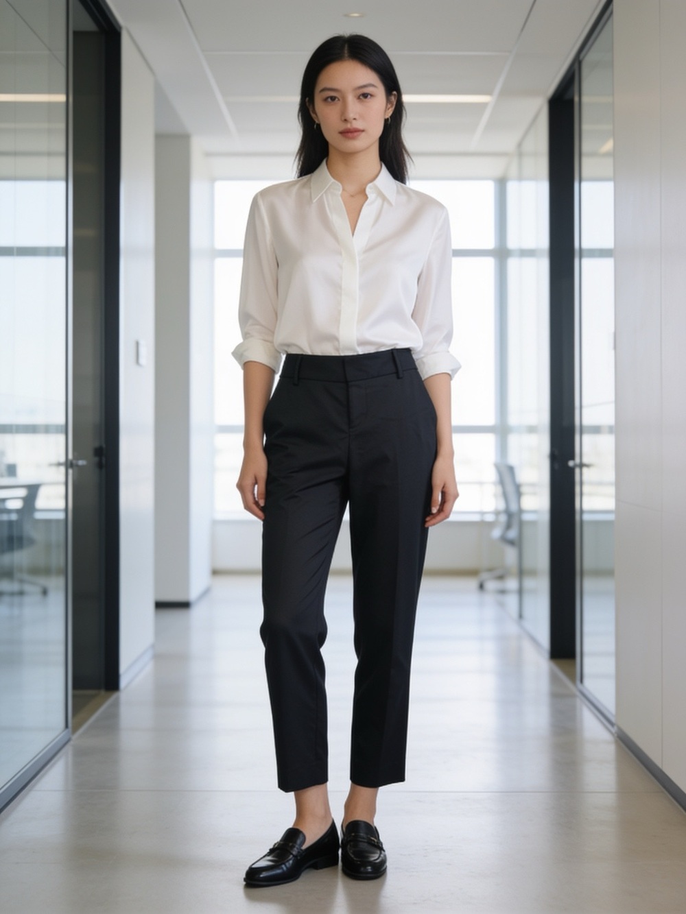 Alice + Olivia Black Cropped Tailored Ankle Pants size 4 business casual classic
